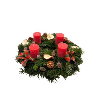 Piros adventi koszorú 