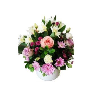 Nagy rózsaszín fehér virágdoboz