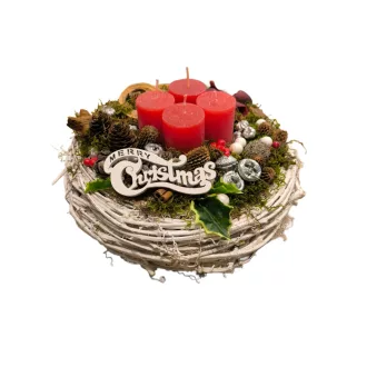 Piros-fehér adventi koszorú 