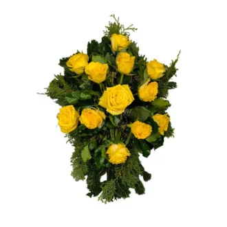 Sárga rózsás sírcsokor